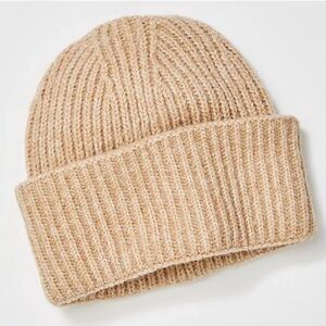 Free People Camel Harbour Marled Ribbed Beanie